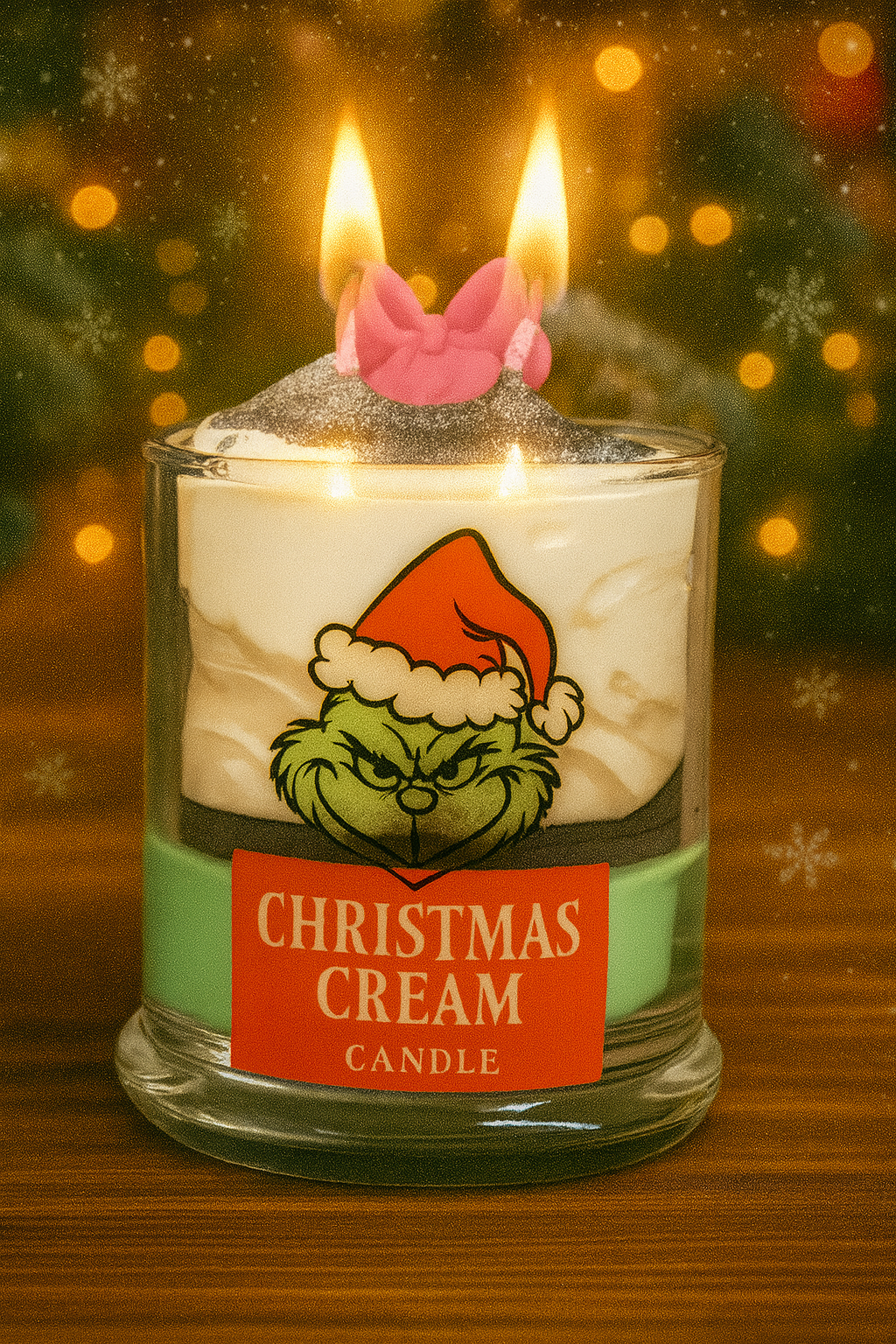 Grinch Christmas Cream Candle